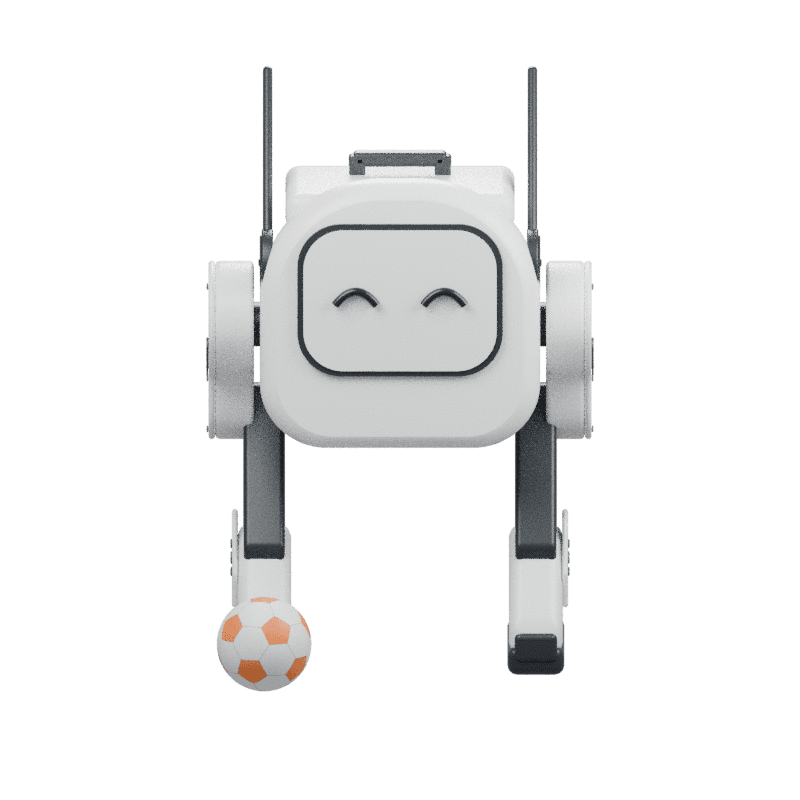 Qmini 正在与橙白足球互动